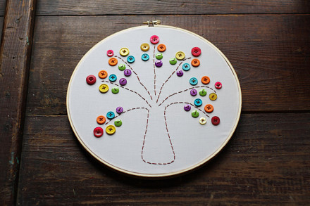 Embroidery Hoop Rainbow Tree by @amandaformaro for Kix Cereal