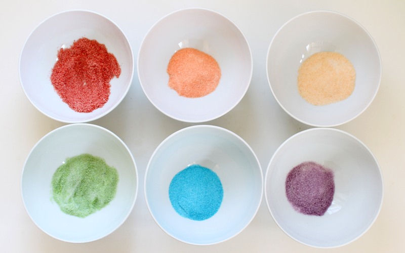 six colors for the rainbow salt craft