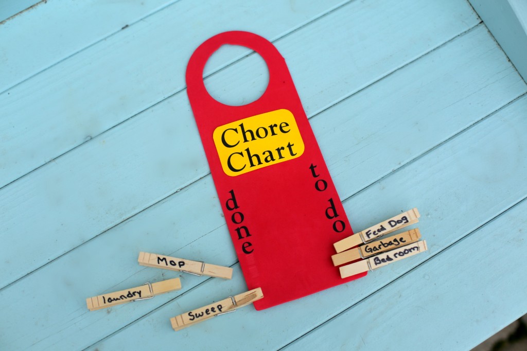 Dollar store kids' craft: Door Hanger Chore Chart