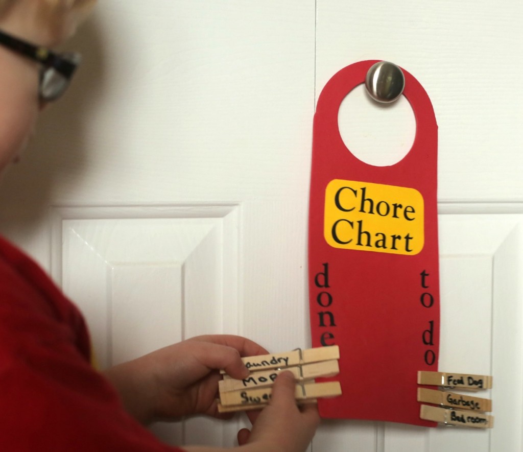 Dollar store craft: door hanger chore chart