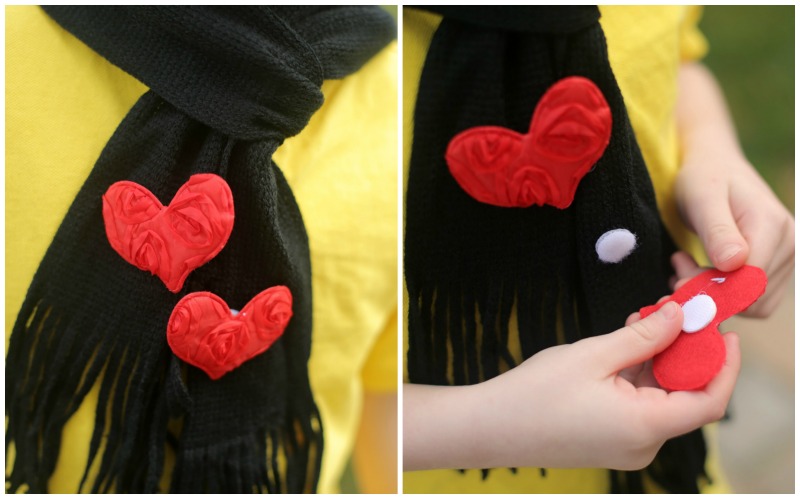 No-sew scarf embellishments - removeable heart appliques