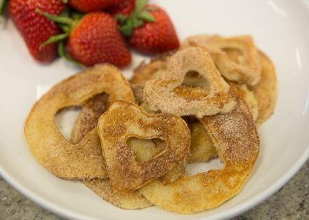 finished apple cinnamon pancake heart rings