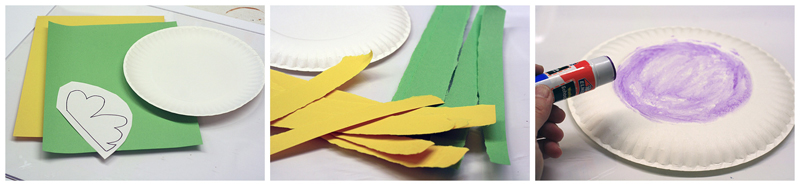 tear up construction paper for four leaf clover crown