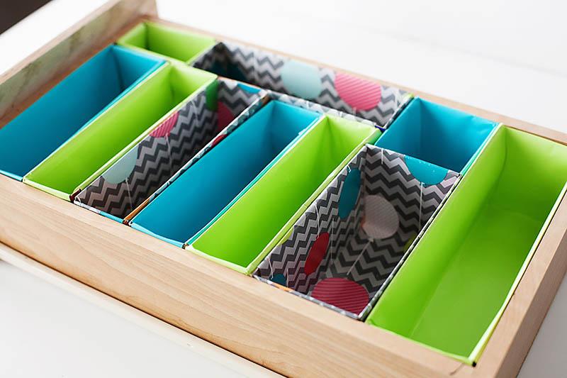 decorated cereal box organizers