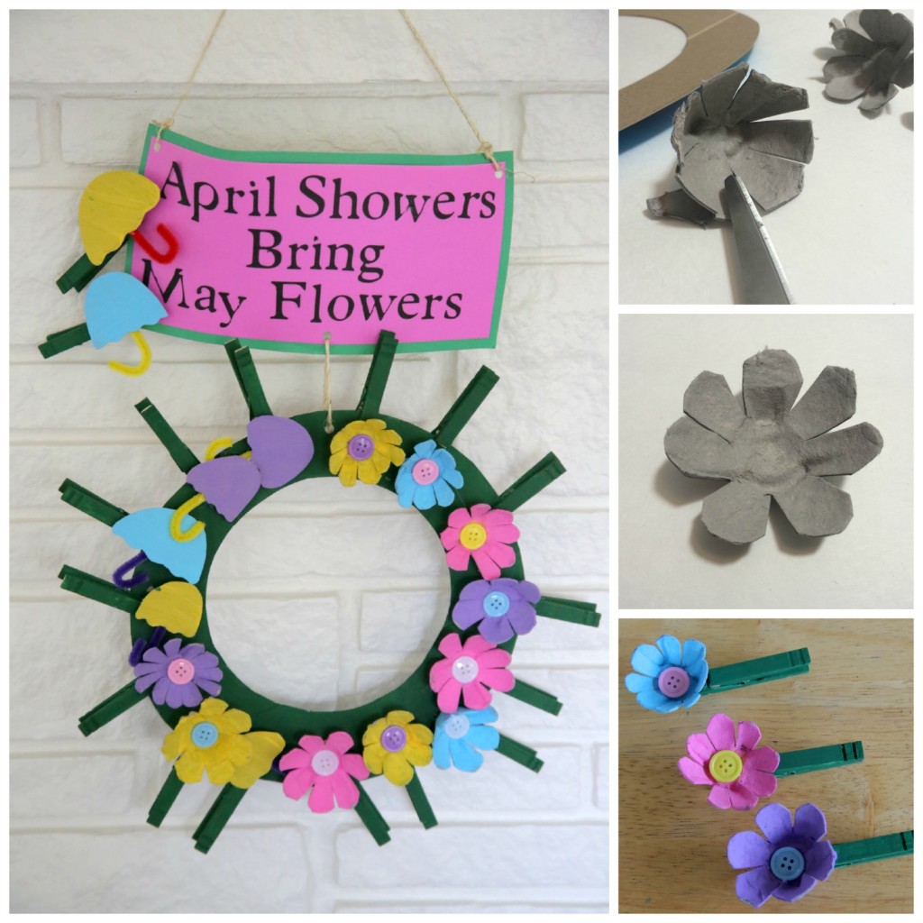 Recycled cardboard egg carton flower wreath