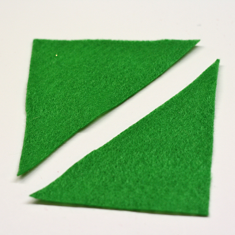 cut green felt into green triangles for leaves