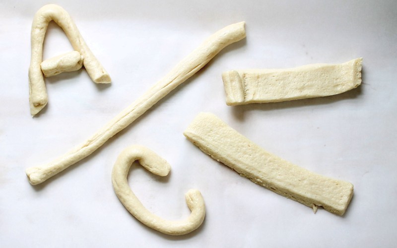 Roll Pillsbury dough into letters