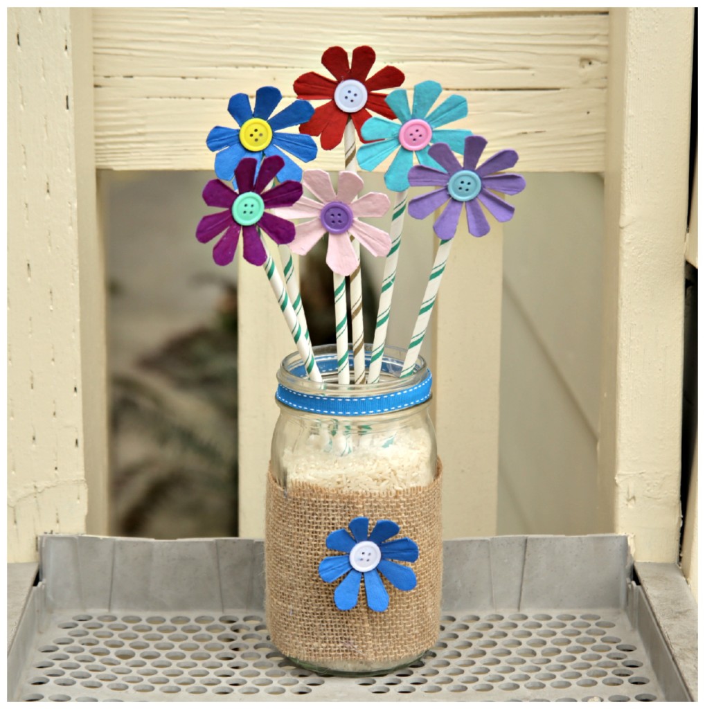 Recycled egg carton flower arrangement craft