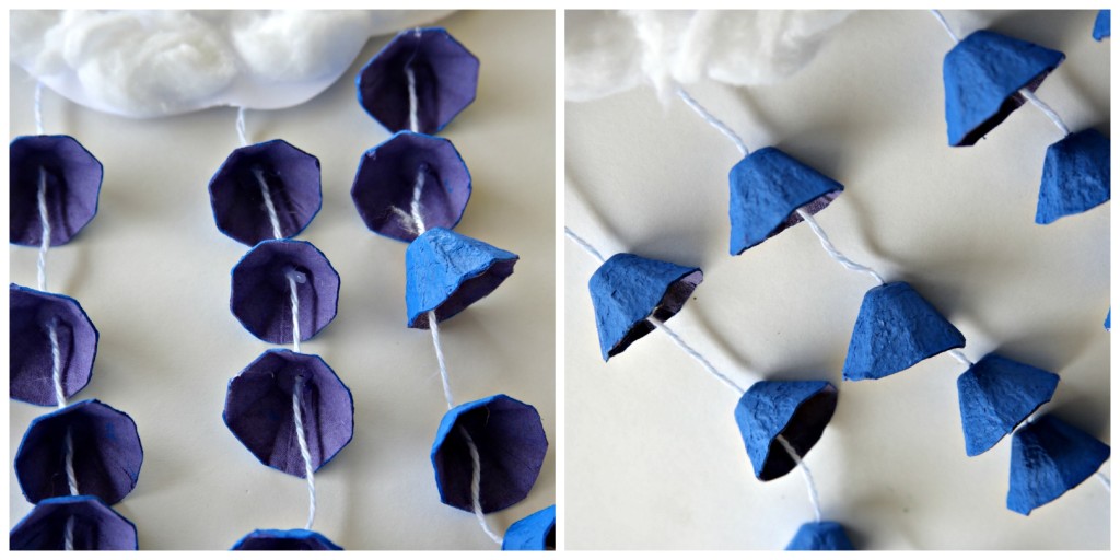 Egg carton rain mobile - earth day craft