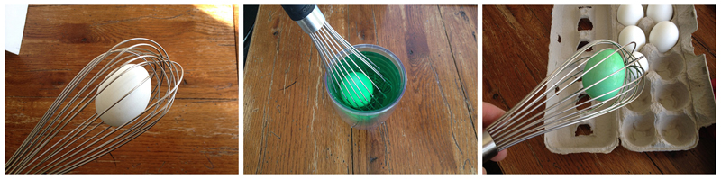 colored eggs whisk