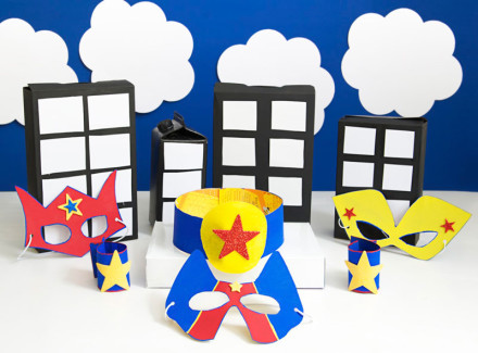 Superhero party cereal box costume crafts