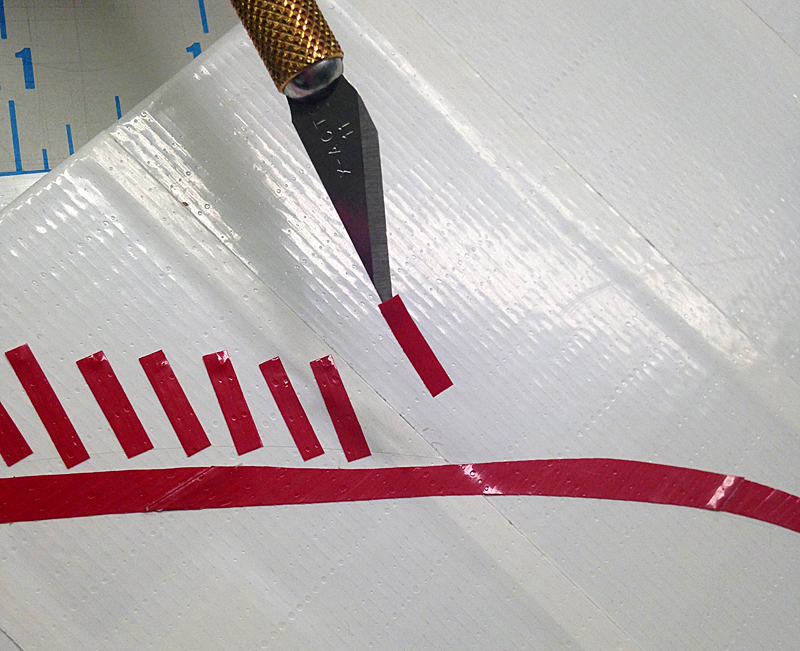 add small red strips around the red curved line