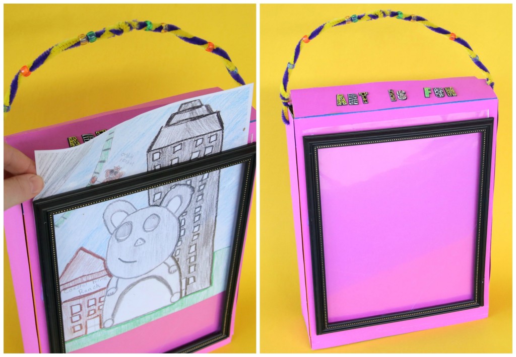 Art is Fun portable art kit - with changeable gallery frame for kid's art