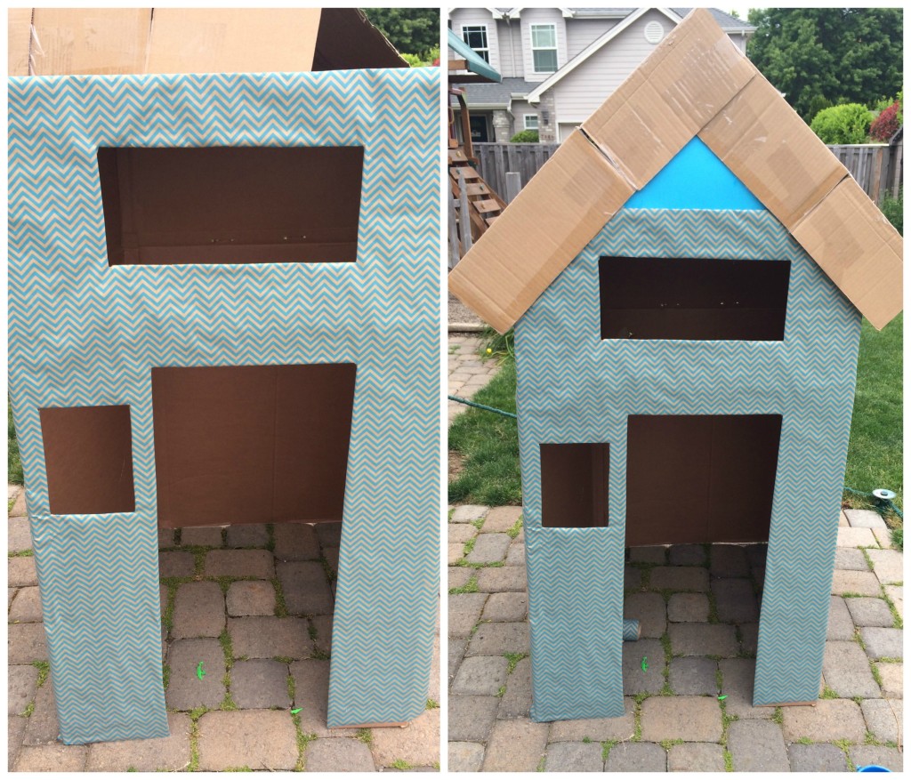 Making an adorable cardboard playhouse