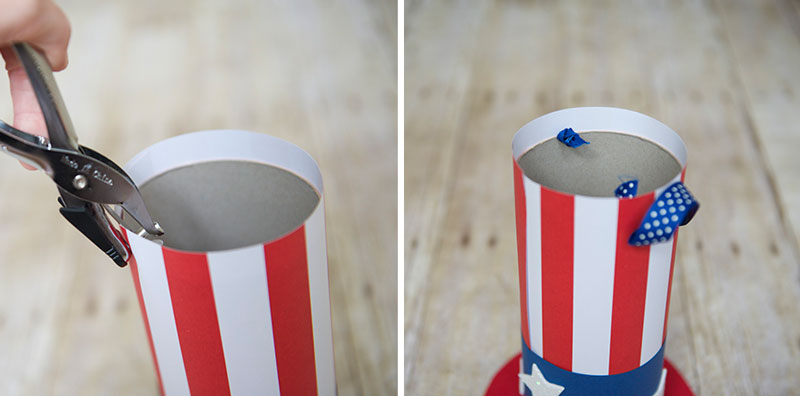 Cereal box Uncle Sam hat party favor step 4