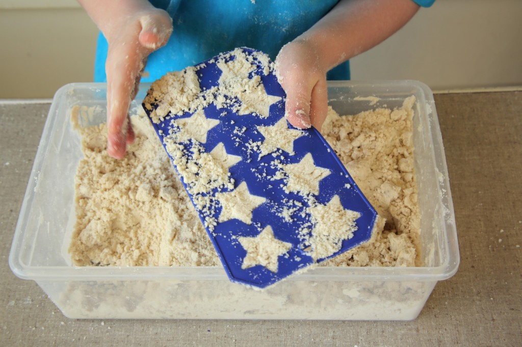 Use a dollar store ice cube  mold with homemade cloud dough