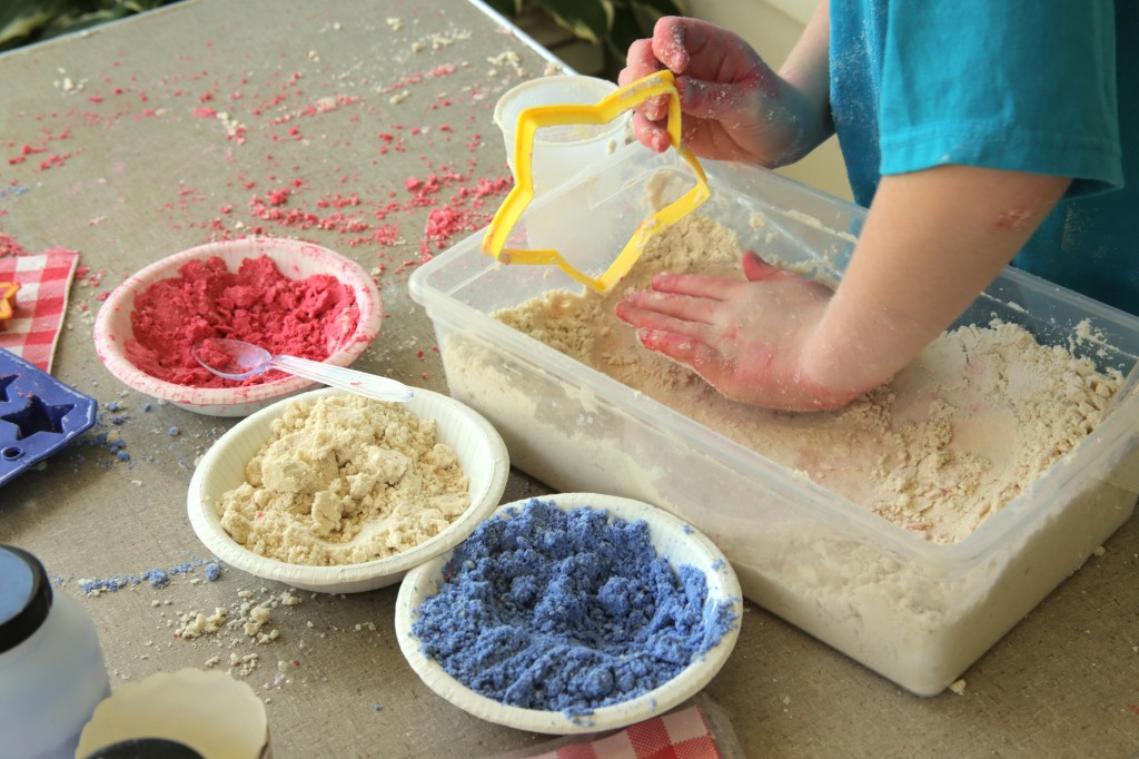 Homemade colored cloud dough recipe