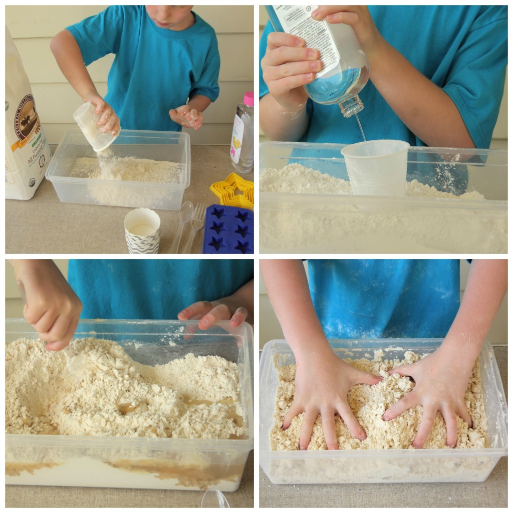 Making homemade cloud dough