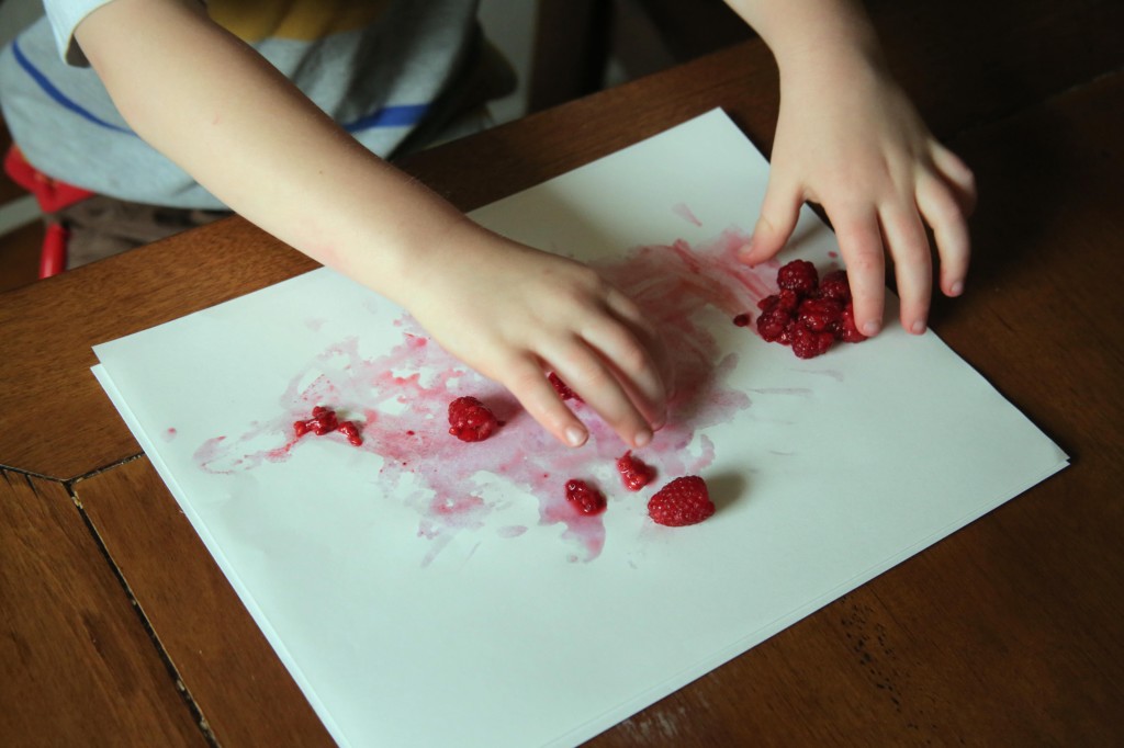 Preschool activity: play with your food! Berry paintings