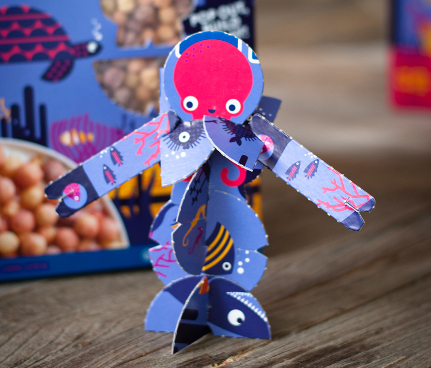 Kix Cereal box craft built into an Octo-Bot