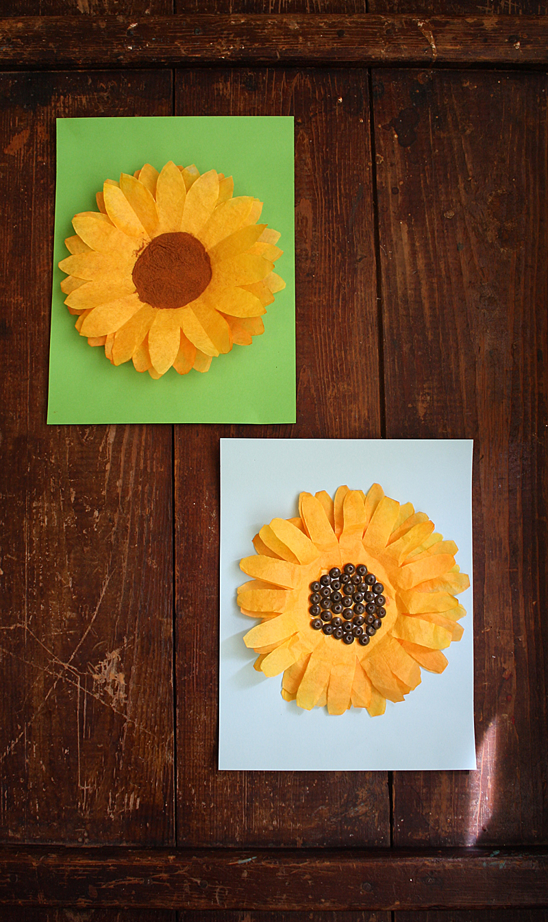 Coffee Filter Sunflower Craft by Amanda Formaro for Kix Cereal