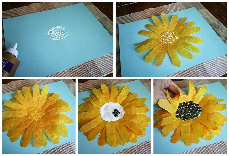 Coffee Filter Sunflower Craft by Amanda Formaro for Kix Cereal