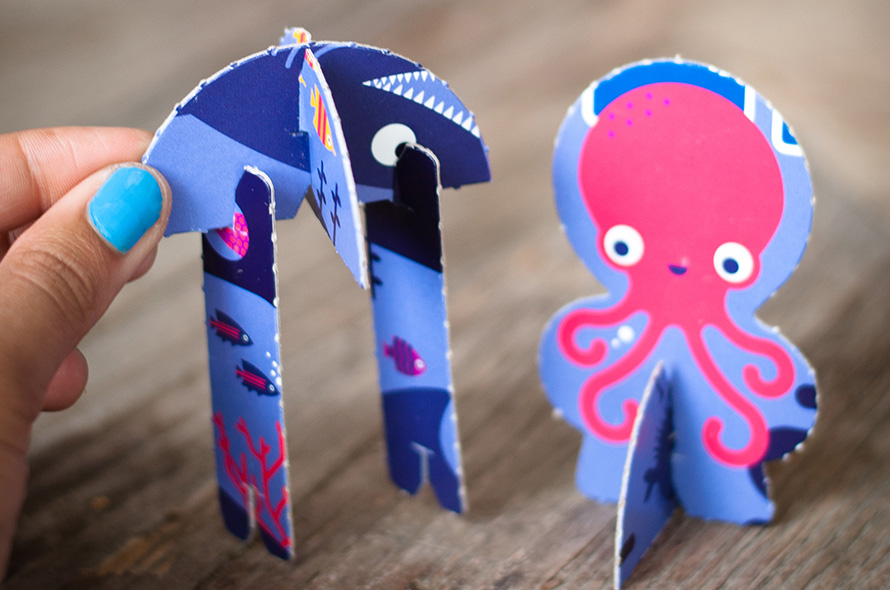 Kix Cereal box pop out craft built Jellyfish Fred