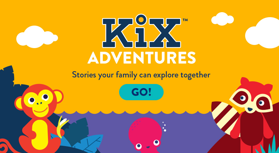 Kix Adventures: Stories your family can explore together with Kix Cereal box cutout characters