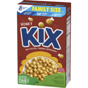 Kix Cereal in Honey flavor, front of pack